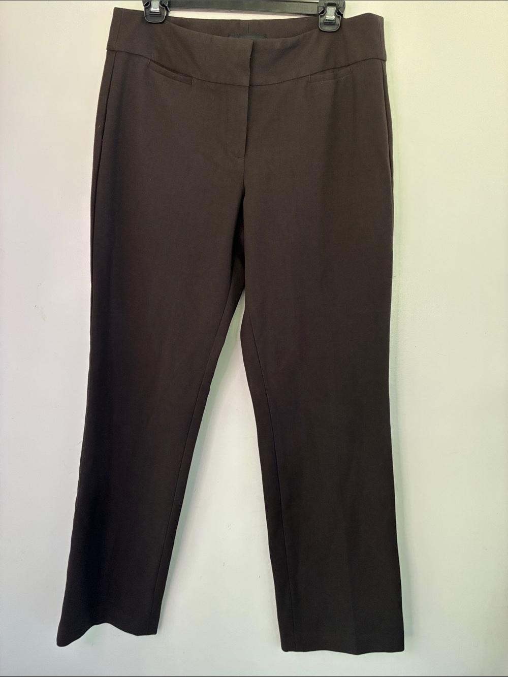 Talbots Mature Womens Signature Straight-Leg Career Dress Pants Dark Brown 10